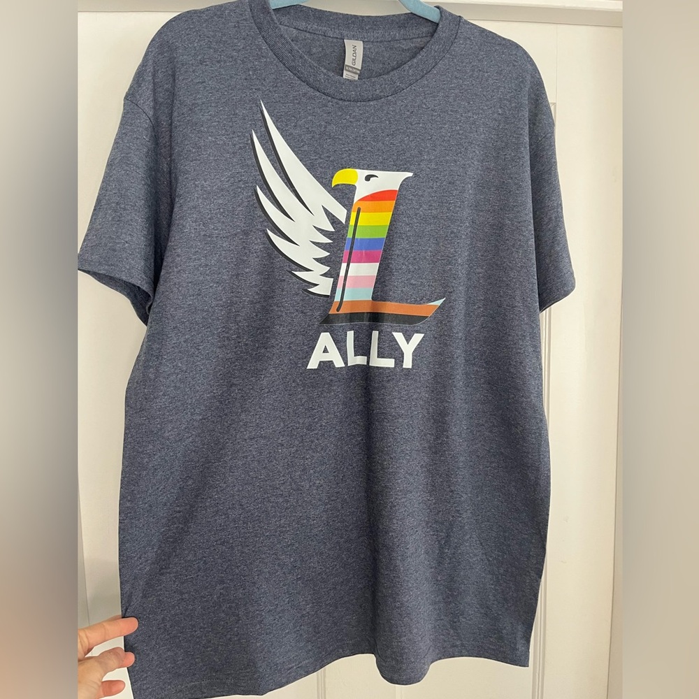 Gildan Unisex Rainbow Ally Tee Shirt Gray Size Large NWOT